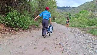 old man fucks busty peasant woman outdoors