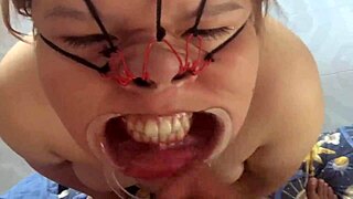 i fuck her face and i cum on her nose