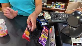 Walking Through Supermarket With Cum On Face After Outdoor Blowjob