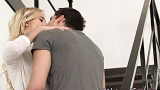 dick sucking beauty banged hard on the stairs