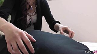 japanese wife gives intense cfnm hand and blowjob to cuckold guy