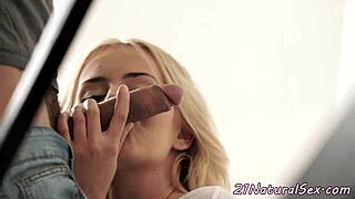 dick sucking beauty banged hard on the stairs