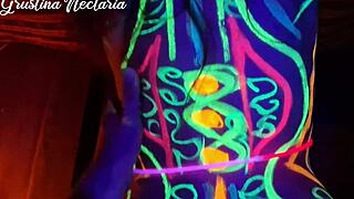 Wild Slim Girl Fucked Under UV Light