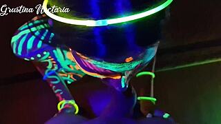 Wild Slim Girl Fucked Under UV Light