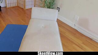 Joseline Kelly stretches with cum in a yoga cfnm session