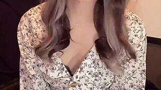 cute asian ladyboy crossdresses in one-piece for quiet masturbation