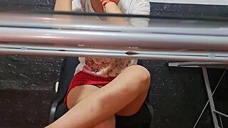 Risky Spy Camera Catches Secretary Nataly In Upskirt At University