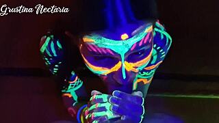 Wild Slim Girl Fucked Under UV Light