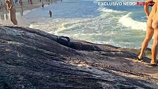 Intense cuckold fantasy pushes limits with wife giving to over twenty guys on the beach