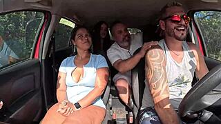 ted picks up couple mari and chell, gets teen candy debby in back seat