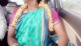 Car sex for long drive Indian housewife with husband's father Telugu dirty talks