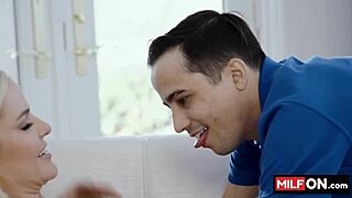 Natural busty blonde gets horny and fucks her stepson for his huge dick - slimthick vic ricky spanish