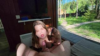 Stretched Tight Pussy In A Swimsuit And Massive Cum On The Cute Face Of A Beautiful Sweet Bbw Girlfriend