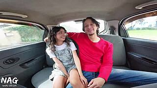 I fucked a skinny petite girl in the uber and she loved her first rough time