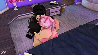 She gets mounted by a horny futanari who throatfucks her relentlessly