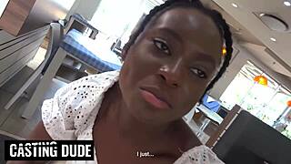 ebony tinder hottie gives big cock the best blowjob on their first date!