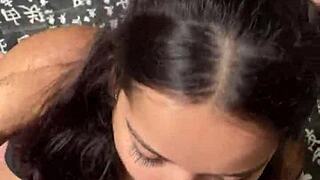 Cute Submissive Girlfriend Gives Deep Sloppy Blowjob to Big Dick