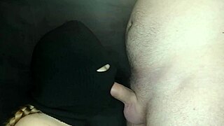 Step Sister's Hot Mouth Sucks Cock Under Balaclava Mask