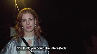 Ginger haired babe squirts hard all over my big cock in public