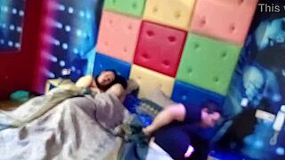 Stepmother gets fucked by stepson while cuckold husband misses it.