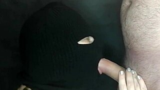 Step Sister's Hot Mouth Sucks Cock Under Balaclava Mask
