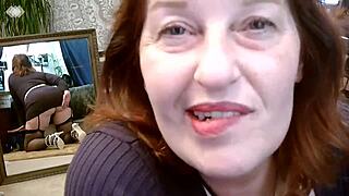 Teasing Dirty Mouthed Dawnskye1962 in Fishnet Thigh Highs and Heels in Front of Mirrors