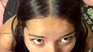 Cute Submissive Girlfriend Gives Deep Sloppy Blowjob to Big Dick