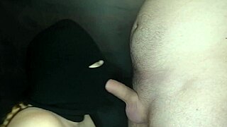 Step Sister's Hot Mouth Sucks Cock Under Balaclava Mask