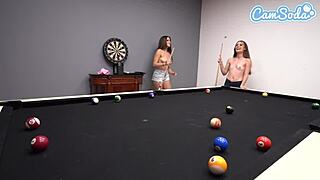 Natural College Lesbians Scissor And Orgasm While Playing Pool