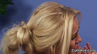 Hot looker feels intense pleasure from sperm on her face while sucking love juice