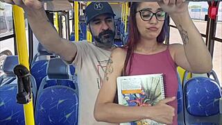 student gets fucked by old man on public bus