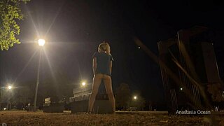 changing outfit in park, flashing naked