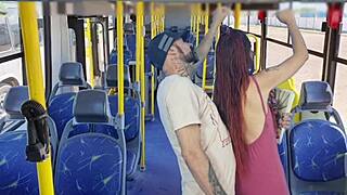 student gets fucked by old man on public bus