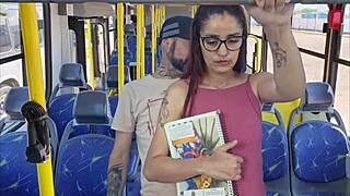 student gets fucked by old man on public bus