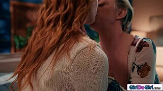 redhead's nipples teased and facesat by busty dominant milf