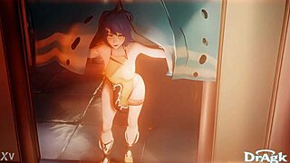 xiangling's tight ass gets first anal penetration on kitchen floor