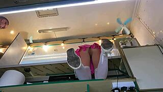 The Boss Is Playing With His Sexy Shop Assistant Pussy While She Talks To The Customer!