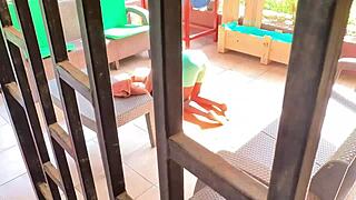 stepdad finds me doing yoga, can't resist sweet pussy