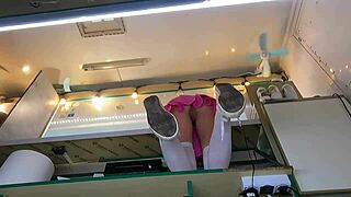 The Boss Is Playing With His Sexy Shop Assistant Pussy While She Talks To The Customer!