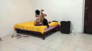 Stepmother offers stepson a special night, enjoying dirty homemade blowjob