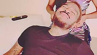 Ebony goddess and tatted king share intense bareback sex with creampie