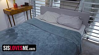 Stepbro stretches hairy stepsister intriguingly