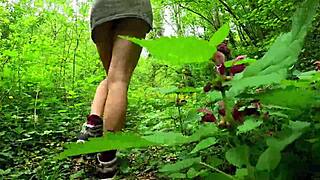 Brunette Babe Undresses Perfect Ass While Walking In Woods