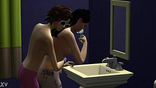 sims 4 chick licks fresh pussy in a public toilet outdoors