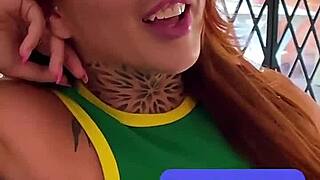 petite redhead latina gives sloppy deepthroat blowjob after casting pov interview