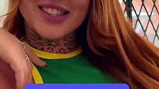 petite redhead latina gives sloppy deepthroat blowjob after casting pov interview