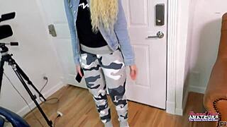 Skinny Blonde Cutie Sassy Enjoys Sucking A Big Hard Cock And Gets Jizzed