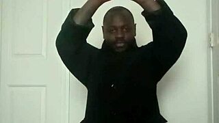 Stretching arms like masturbating during workout