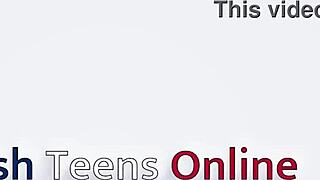 a collared british teen gets bent over and fucked hard in the kitchen