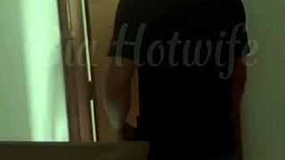 Friend pounds wife's ass on bed